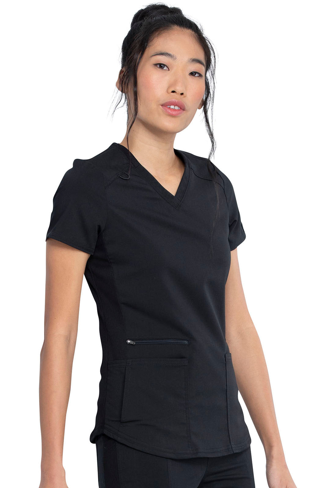 Balance DK875 V-Neck Top Black Model Image Left Side | Dickies