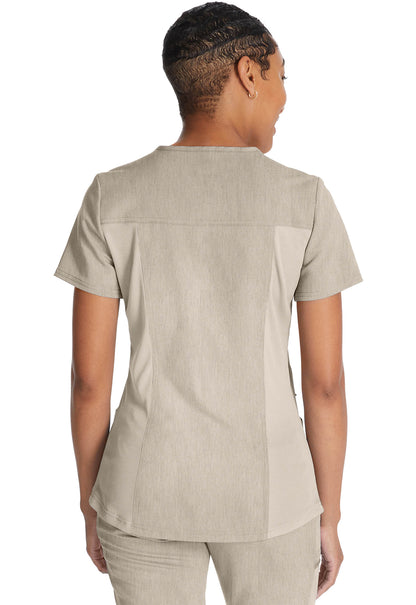 Balance DK875 V-Neck Top Heather Blonde Wood Model Image Back | Dickies