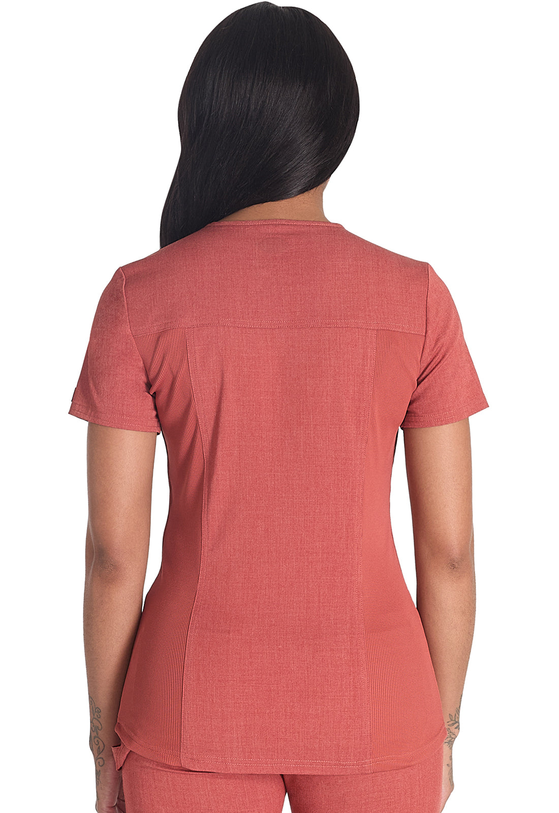 Balance DK875 V-Neck Top Heather Clay Model Image Back | Dickies