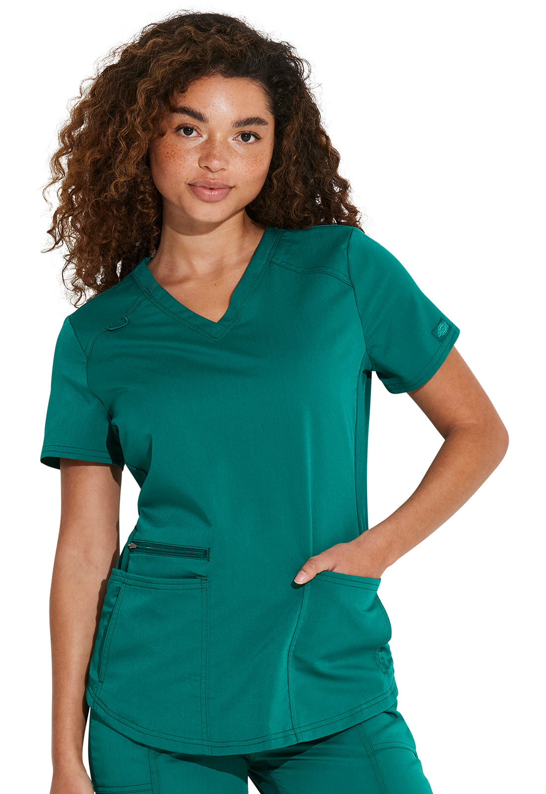 Balance DK875 V-Neck Top Hunter Green Model Image Front | Dickies