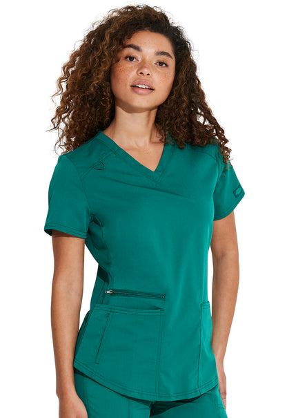 Balance DK875 V-Neck Top Hunter Green Model Image Left Side | Dickies