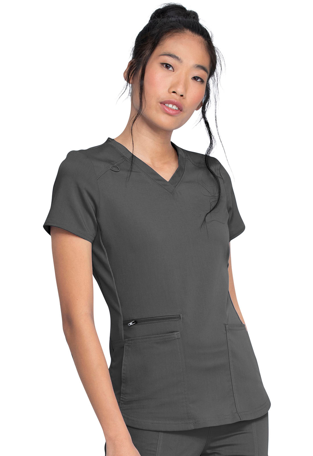 Balance DK875 V-Neck Top Pewter Model Image Left Side | Dickies