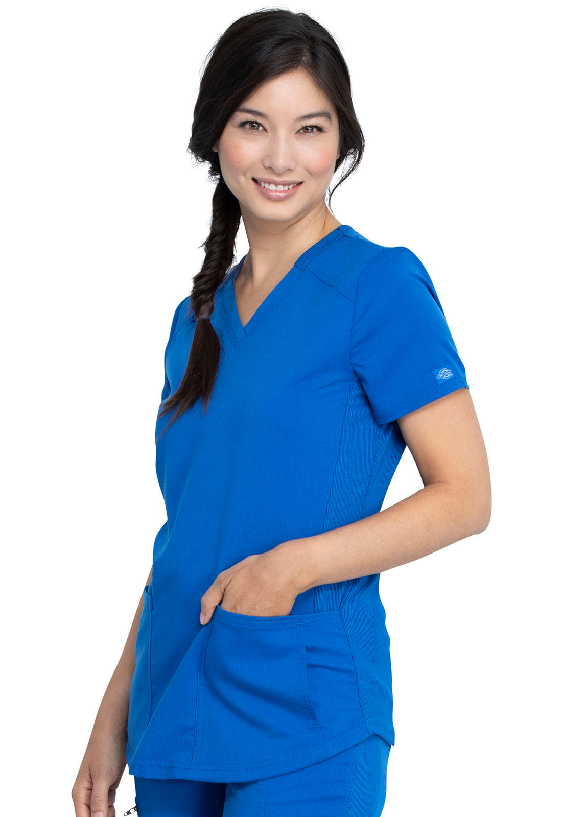 Balance DK875 V-Neck Top Royal Model Image Right Side | Dickies