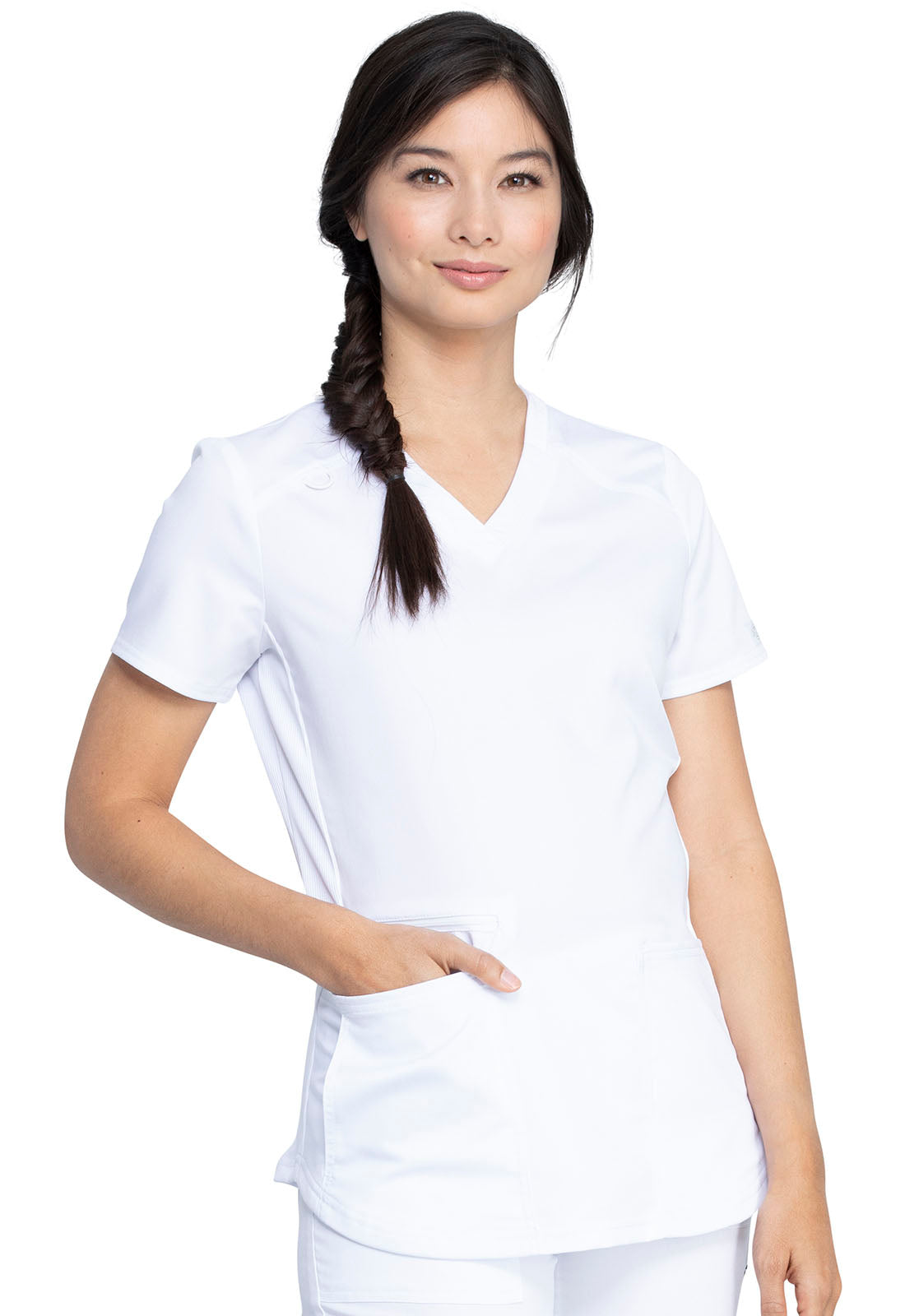 Balance DK875 V-Neck Top White Model Image Left Side | Dickies