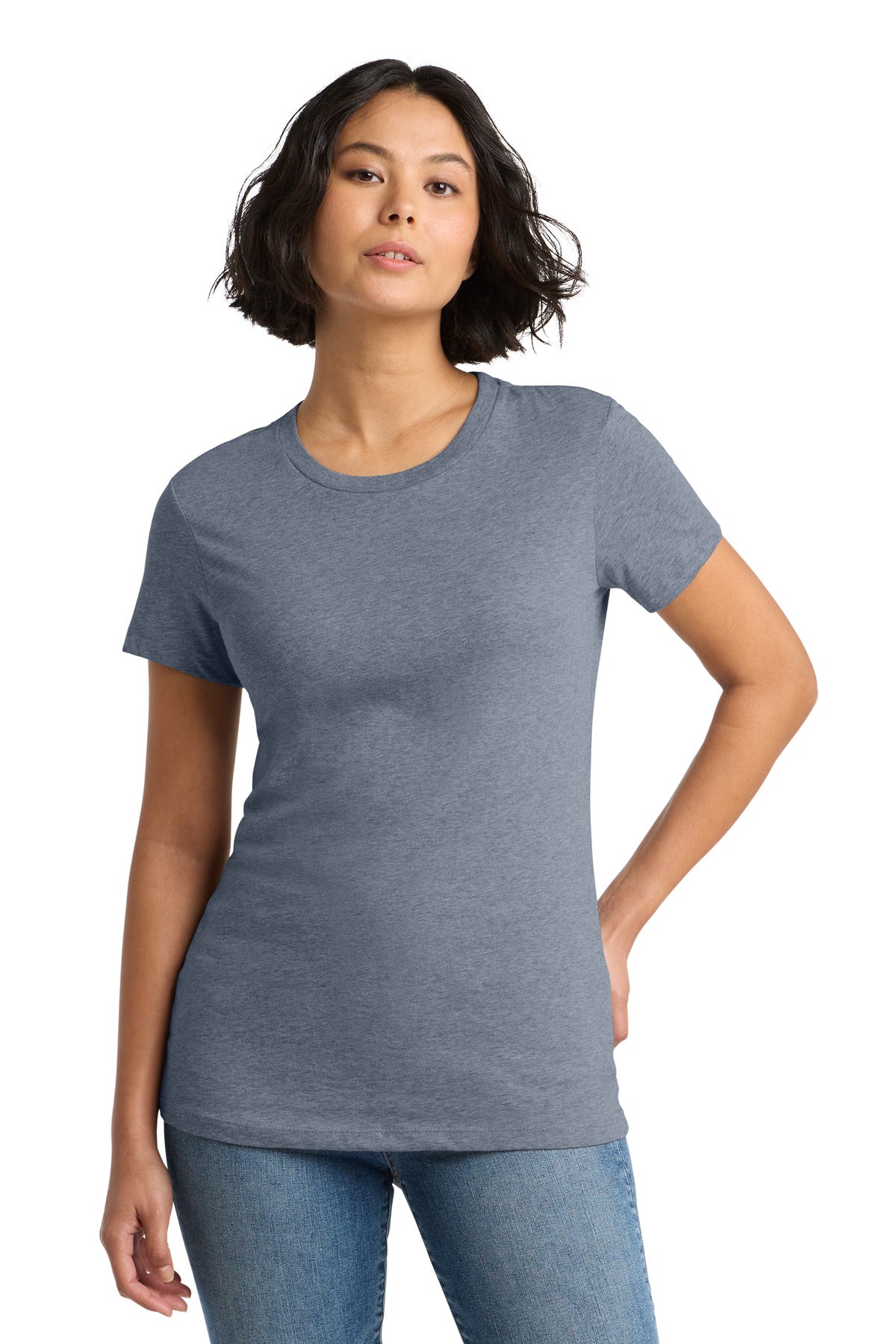 District Women's Perfect WeightTee DM104L Heathered Navy