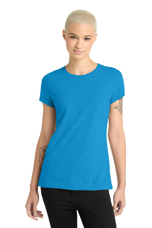 District Women's Perfect Blend CVC Tee DM108L Heathered Bright Turquoise