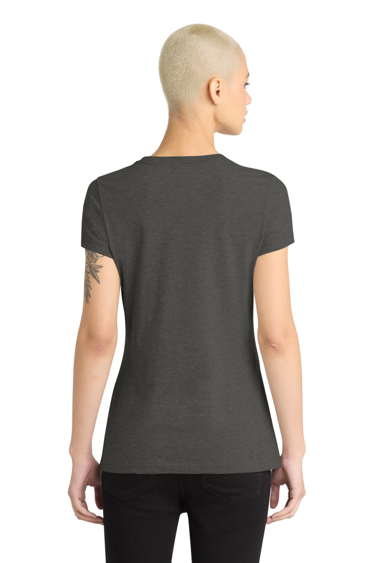District Women's Perfect Blend CVC Tee DM108L Heathered Charcoal