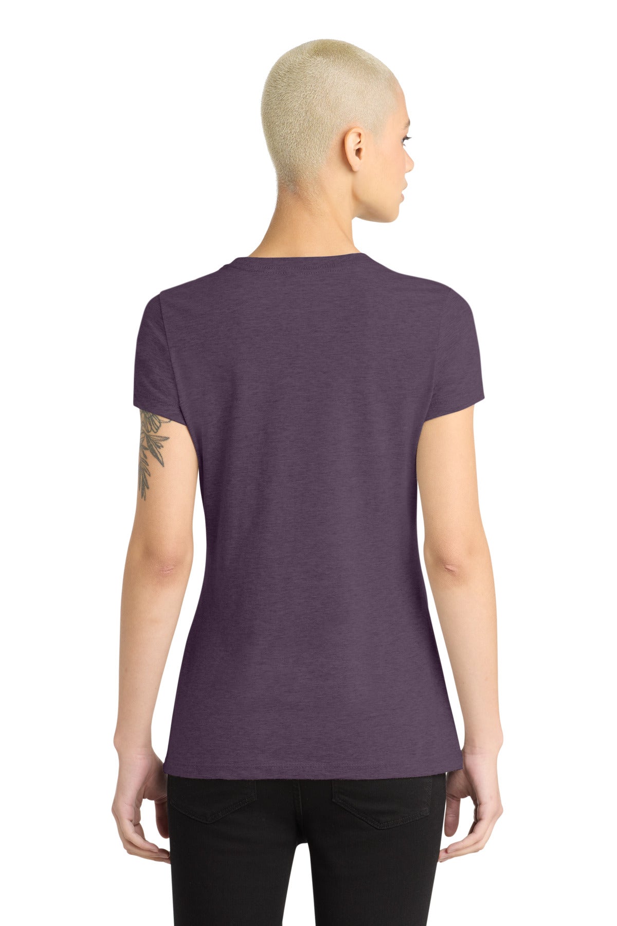 District Women's Perfect Blend CVC Tee DM108L Heathered Eggplant