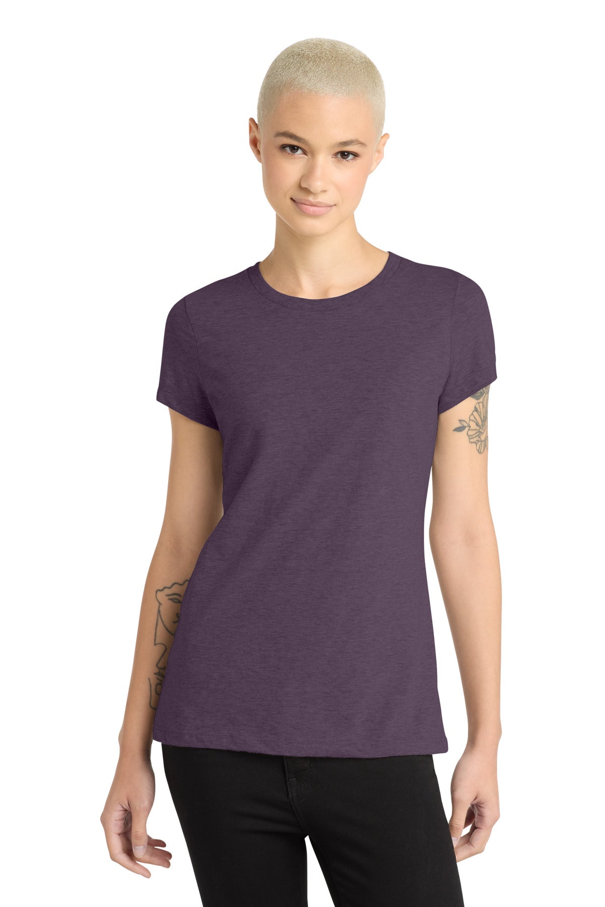 District Women's Perfect Blend CVC Tee DM108L Heathered Eggplant
