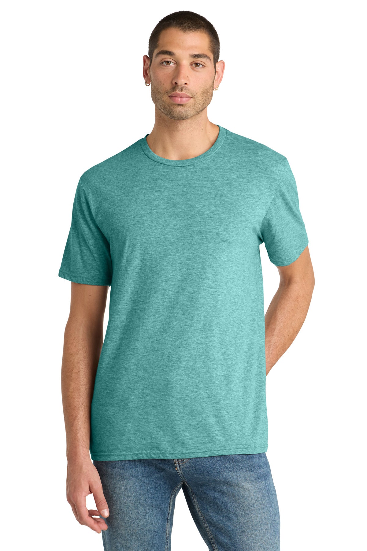 District Perfect Blend CVC Tee DM108 Heathered Eucalyptus Blue