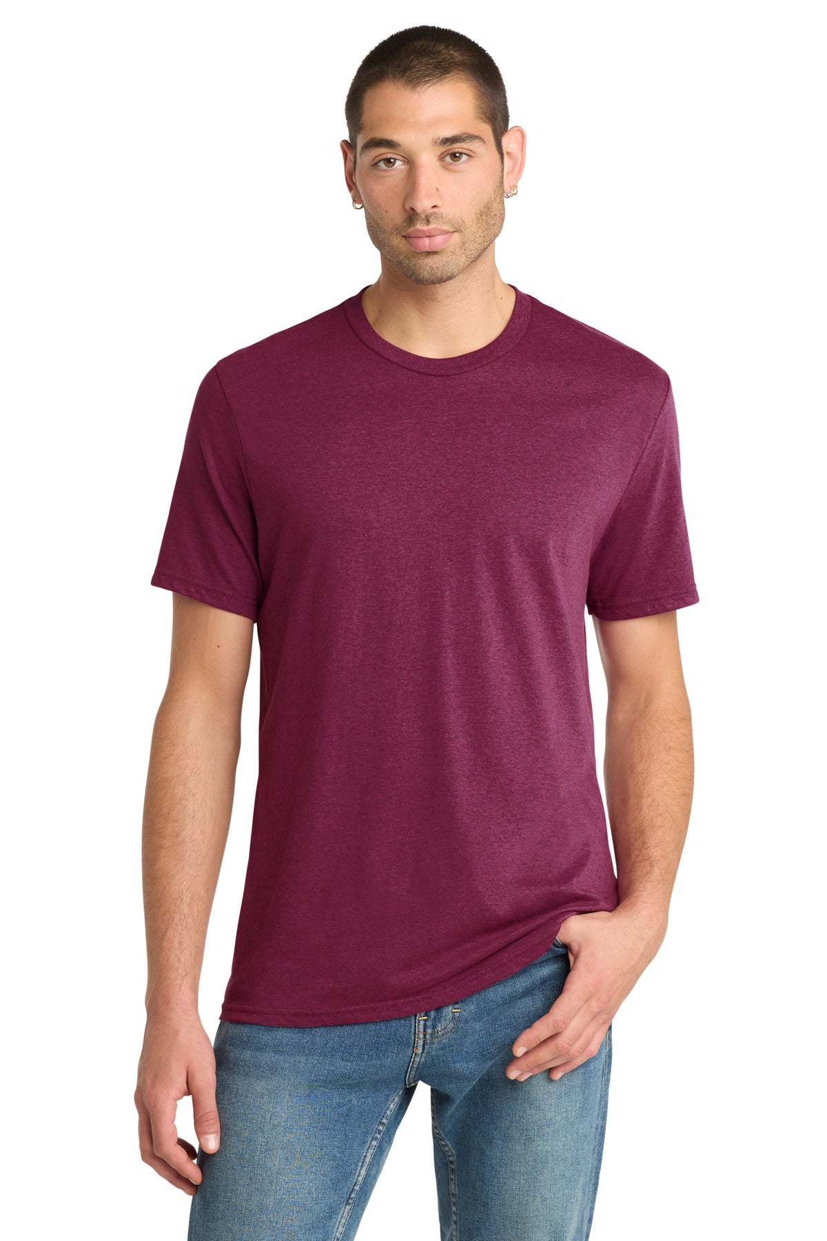 District Perfect Blend CVC Tee DM108 Raspberry Fleck