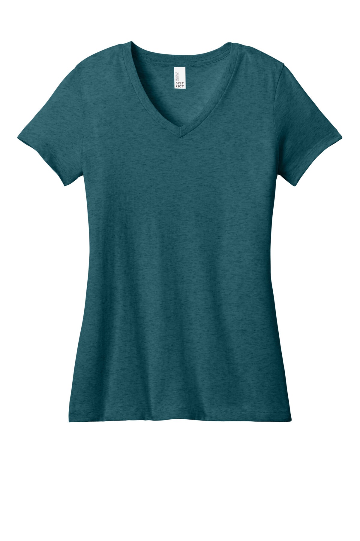 District - Women's Perfect Weight V-Neck Tee DM1170L Caribbean Blue Heather