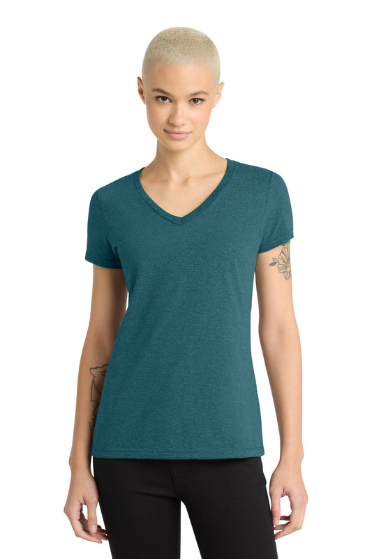 District - Women's Perfect Weight V-Neck Tee DM1170L Caribbean Blue Heather