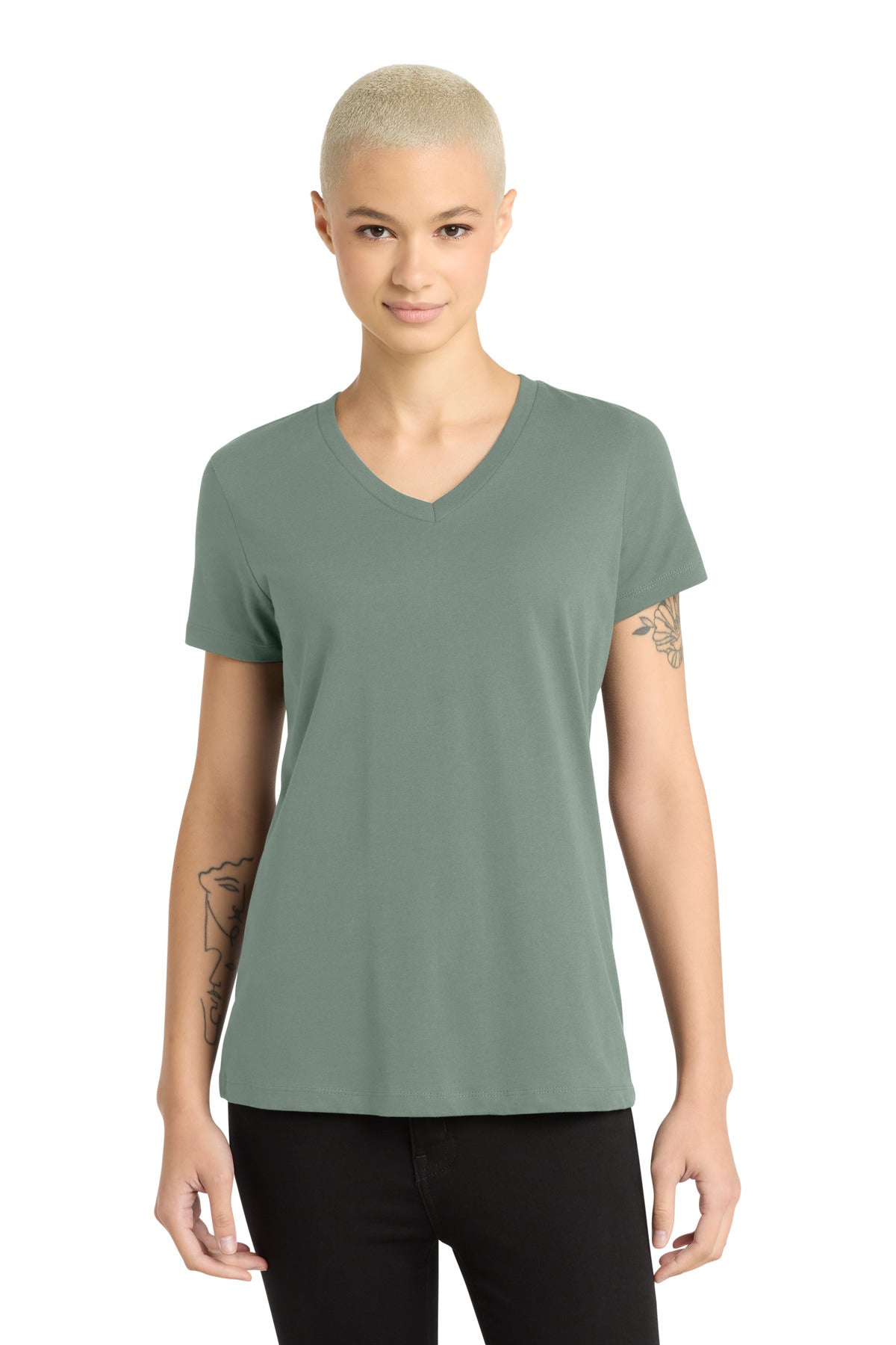 District - Women's Perfect Weight V-Neck Tee DM1170L Laurel Green
