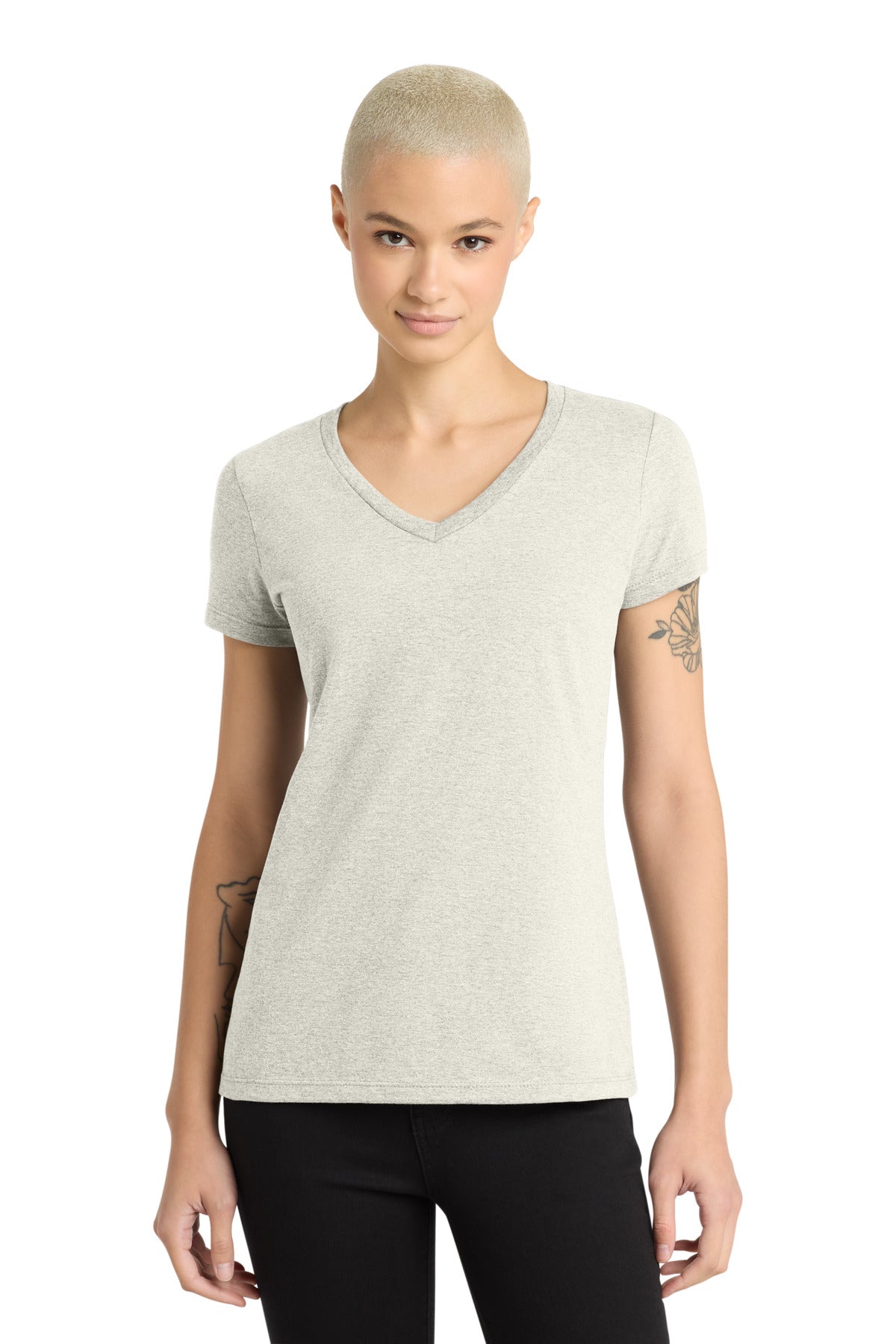 District - Women's Perfect Weight V-Neck Tee DM1170L Oatmeal Heather