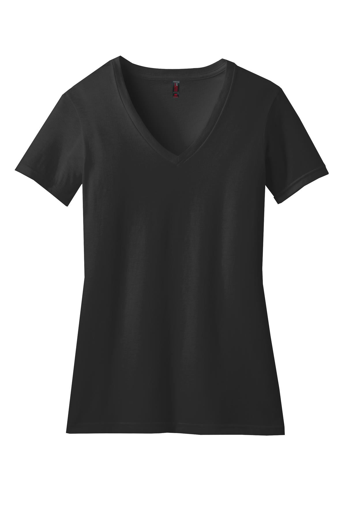 District Women's Perfect Blend CVC V-Neck Tee DM1190L Black