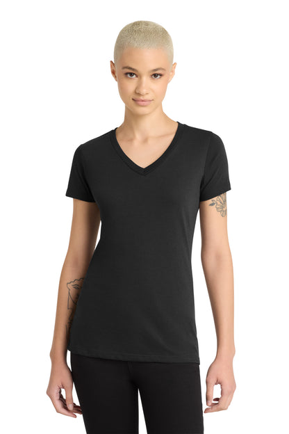 District Women's Perfect Blend CVC V-Neck Tee DM1190L Black