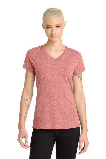 District Women's Perfect Blend CVC V-Neck Tee DM1190L Blush Frost