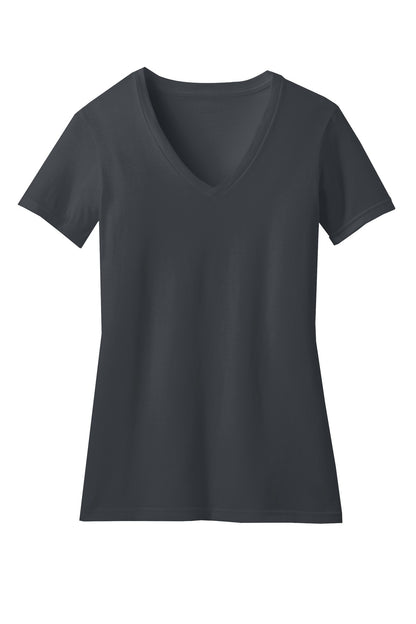 District Women's Perfect Blend CVC V-Neck Tee DM1190L Charcoal