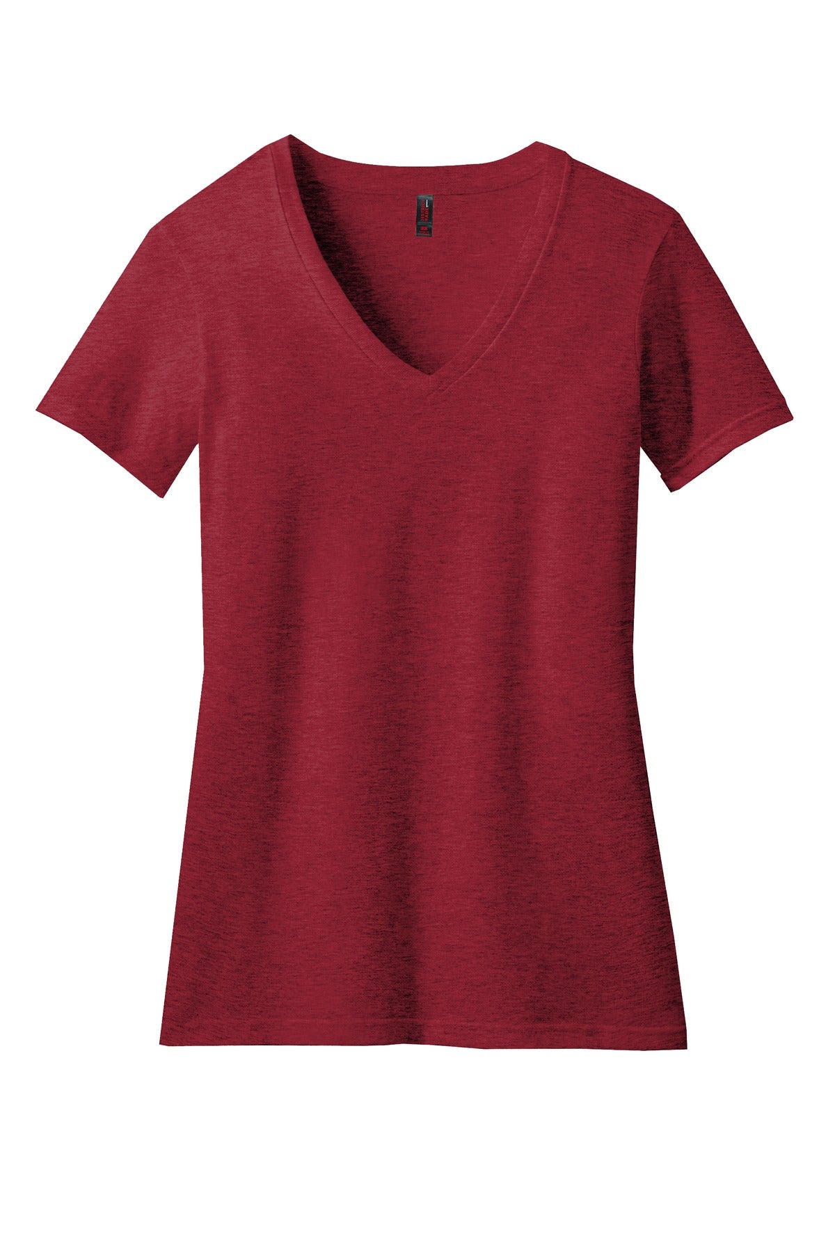 District Women's Perfect Blend CVC V-Neck Tee DM1190L Red Fleck