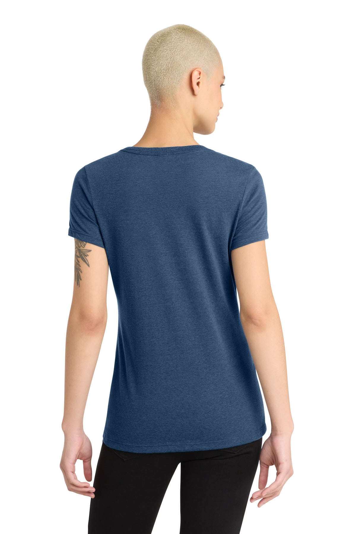 District Women's Perfect Blend CVC V-Neck Tee DM1190L Deep Royal Fleck