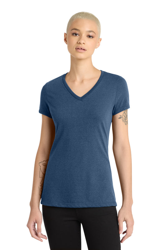 District Women's Perfect Blend CVC V-Neck Tee DM1190L Deep Royal Fleck