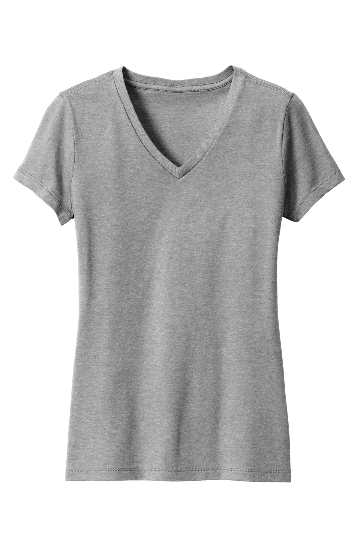 District Women's Perfect Blend CVC V-Neck Tee DM1190L Grey Frost