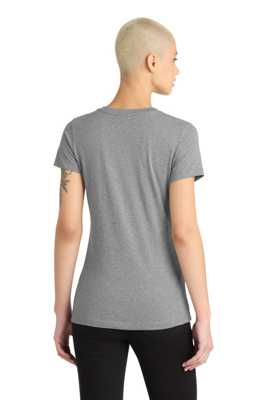 District Women's Perfect Blend CVC V-Neck Tee DM1190L Grey Frost