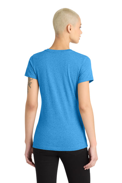 District Women's Perfect Blend CVC V-Neck Tee DM1190L Heathered Bright Turquoise