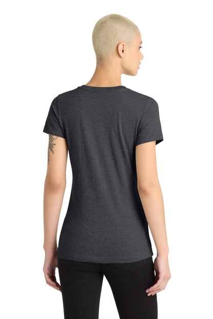 District Women's Perfect Blend CVC V-Neck Tee DM1190L Heathered Charcoal