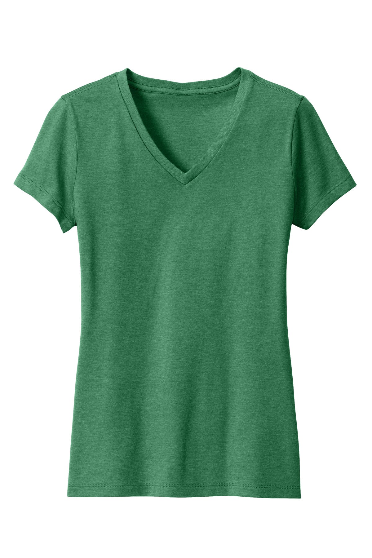District Women's Perfect Blend CVC V-Neck Tee DM1190L Heathered Kelly Green