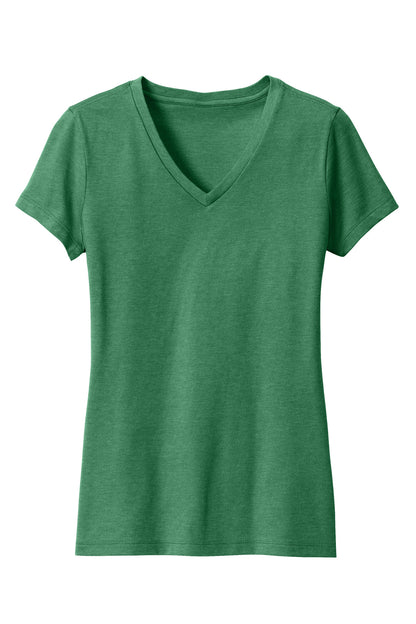 District Women's Perfect Blend CVC V-Neck Tee DM1190L Heathered Kelly Green