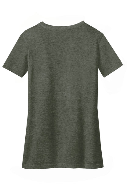 District Women's Perfect Blend CVC V-Neck Tee DM1190L Heathered Olive