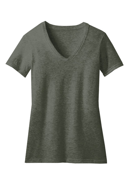 District Women's Perfect Blend CVC V-Neck Tee DM1190L Heathered Olive