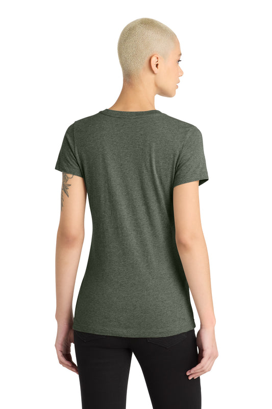 District Women's Perfect Blend CVC V-Neck Tee DM1190L Heathered Olive