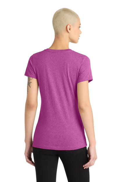 District Women's Perfect Blend CVC V-Neck Tee DM1190L Heathered Pink Raspberry