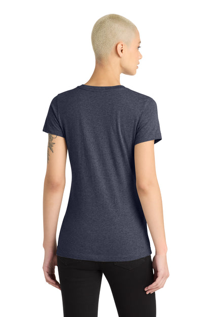 District Women's Perfect Blend CVC V-Neck Tee DM1190L Heathered Navy