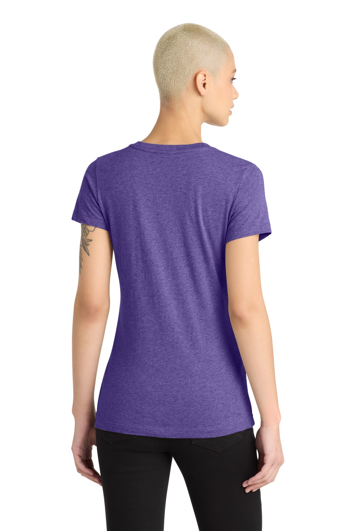 District Women's Perfect Blend CVC V-Neck Tee DM1190L Heathered Purple