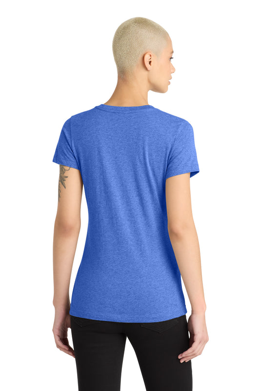 District Women's Perfect Blend CVC V-Neck Tee DM1190L Heathered Royal