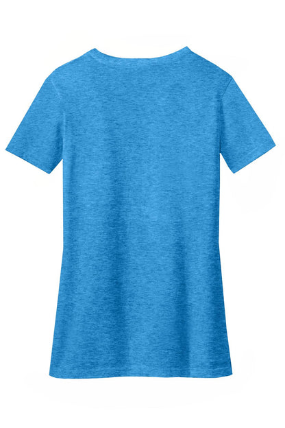 District Women's Perfect Blend CVC V-Neck Tee DM1190L Heathered Bright Turquoise
