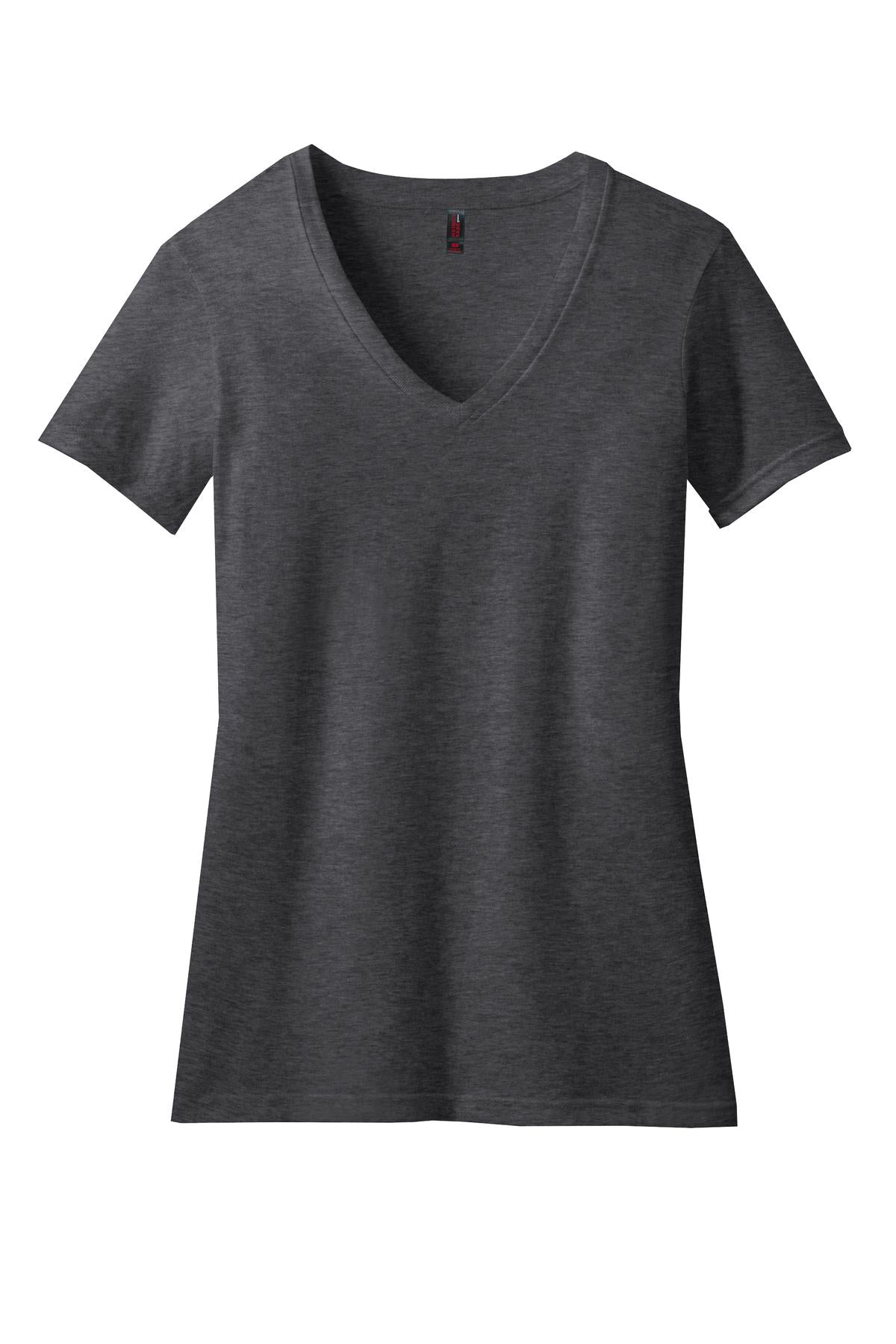 District Women's Perfect Blend CVC V-Neck Tee DM1190L Heathered Charcoal