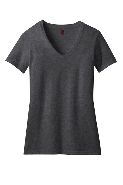 District Women's Perfect Blend CVC V-Neck Tee DM1190L Heathered Charcoal