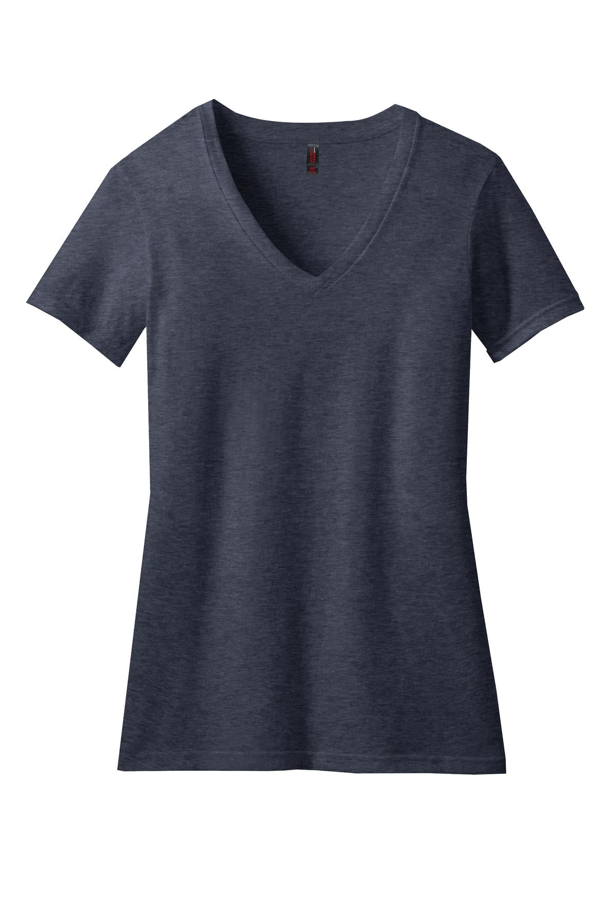 District Women's Perfect Blend CVC V-Neck Tee DM1190L Heathered Navy