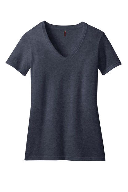 District Women's Perfect Blend CVC V-Neck Tee DM1190L Heathered Navy