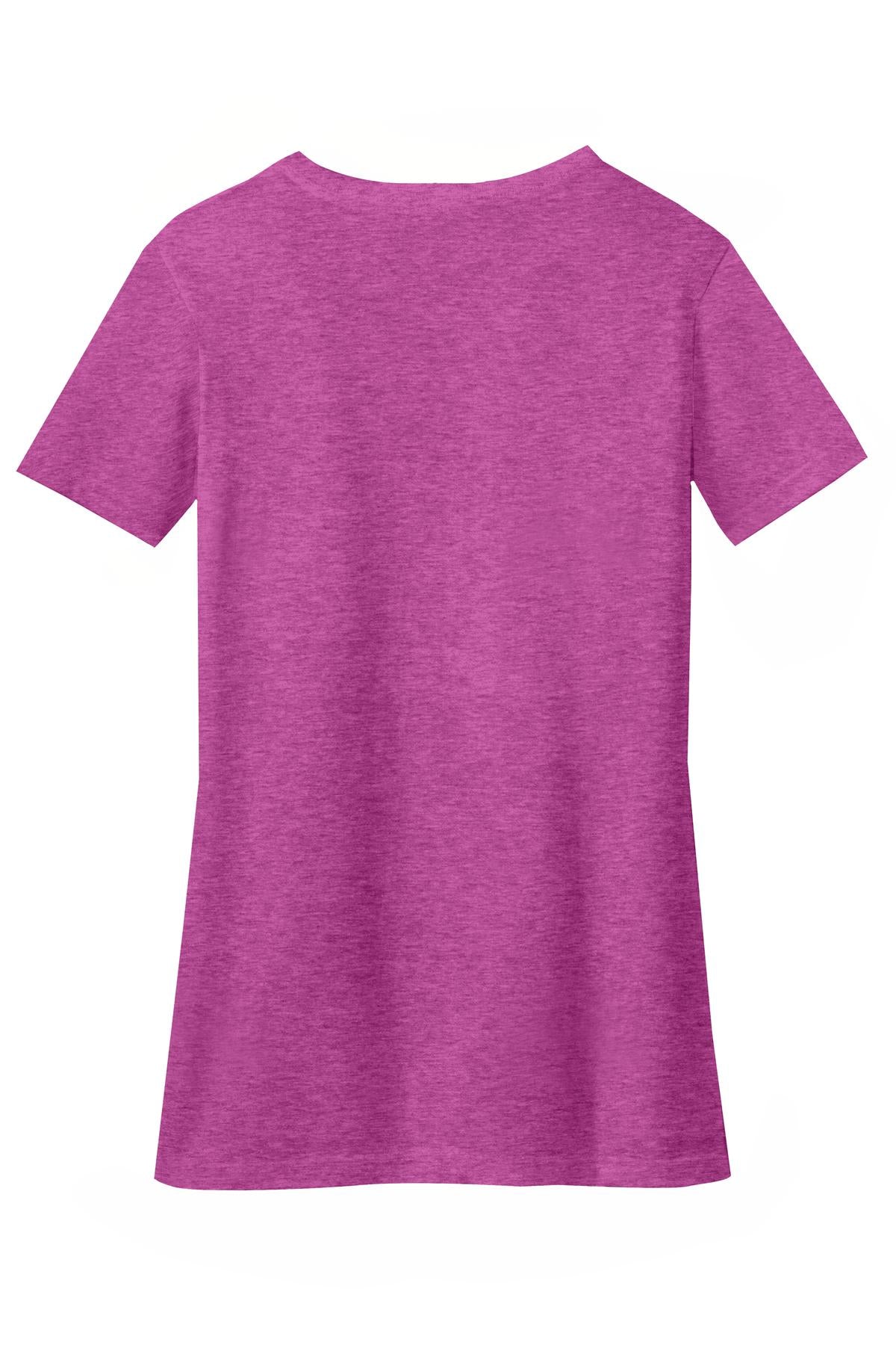 District Women's Perfect Blend CVC V-Neck Tee DM1190L Heathered Pink Raspberry