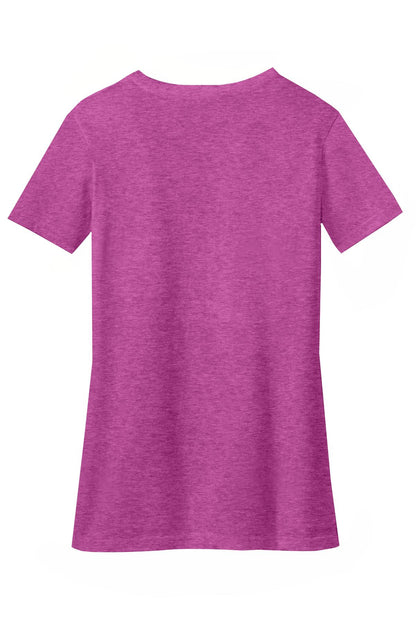 District Women's Perfect Blend CVC V-Neck Tee DM1190L Heathered Pink Raspberry