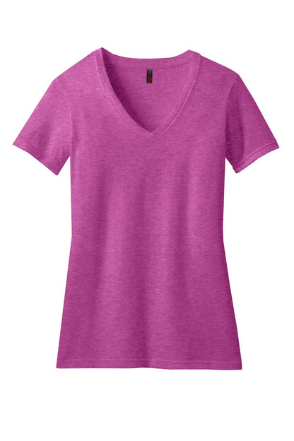 District Women's Perfect Blend CVC V-Neck Tee DM1190L Heathered Pink Raspberry