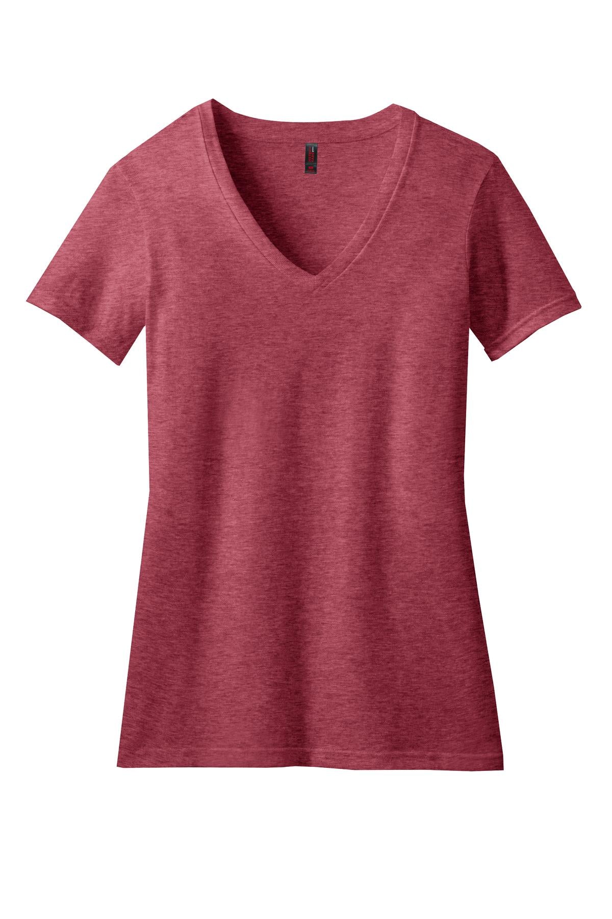 District Women's Perfect Blend CVC V-Neck Tee DM1190L Heathered Red