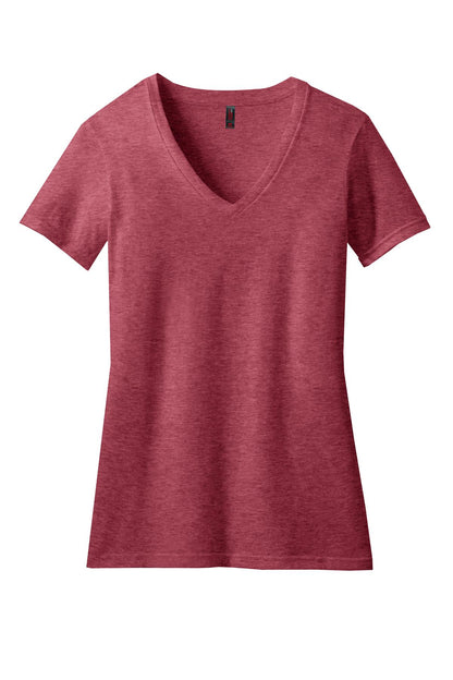District Women's Perfect Blend CVC V-Neck Tee DM1190L Heathered Red