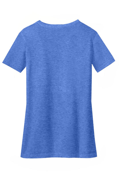 District Women's Perfect Blend CVC V-Neck Tee DM1190L Heathered Royal